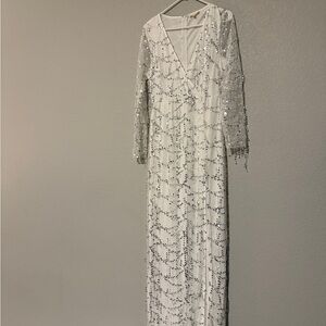 Elegant White Sequin Dress